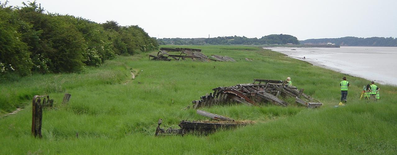 Overview of some of the wrecks on the bank of the River Severn at Purton 